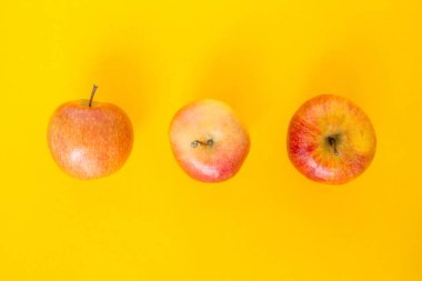 sarı zemin üzerine kırmızı elma en iyi odak