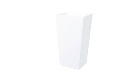 Beyaz arka plan üzerinde beyaz patlamış mısır kutusu