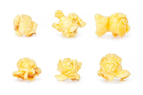 Jeden Kus Popcorn Bílém Pozadí — Stock fotografie
