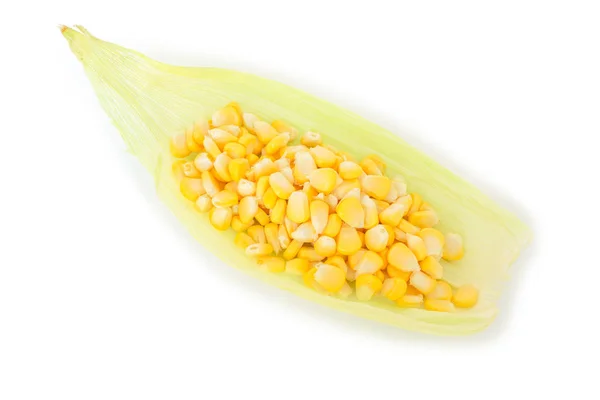 玉米在玉米芯 壳有机食品自然背景 — 图库照片