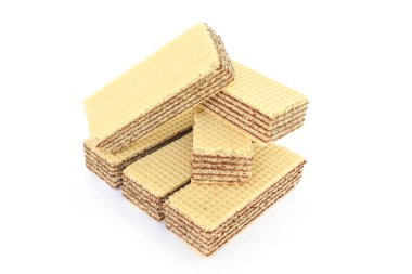 Gofret çikolata tatlı kazık beyaz arka plan üzerinde