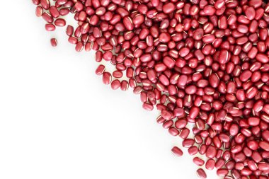 kırmızı fasulye tohumu sebze doğa çerçeve kenarlığı üstten görünüm beyaz arka plan üzerinde