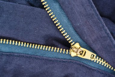 fermuar giyim mavi ceket ve makro desen arka plan