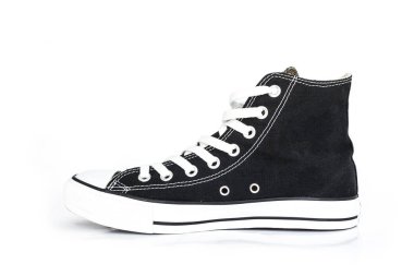 Beyaz arka planda siyah spor ayakkabı Klasik vintage Ayakkabı