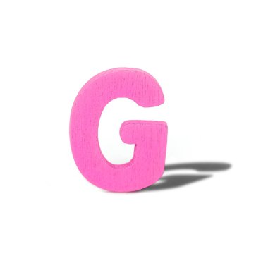 Alfabe harf ahşap beyaz arka plan üzerinde uzun gölge