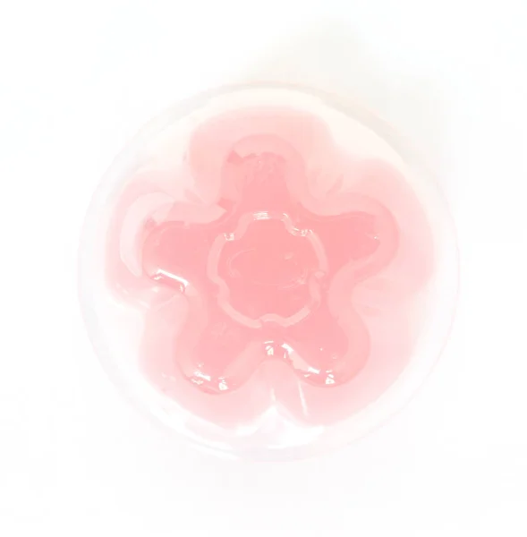 Sobremesa Gelatina Rosa Fundo Branco — Fotografia de Stock