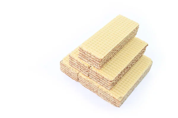 Wafer Schokolade Dessertstapel Auf Weißem Hintergrund — Stockfoto