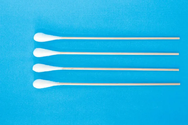 Cotton Bud Swab Clean Healthcare Top View Blue Background — Stock Photo, Image