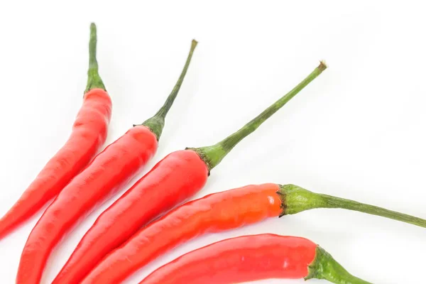 Pittige Plantaardige Rode Chili Peper Witte Achtergrond — Stockfoto