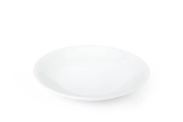 Белая Тарелка Пустая Белом Фоне — стоковое фото