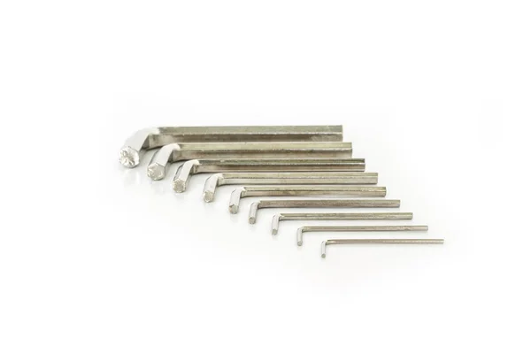 Hexagon Tool Allen Wrench Set Repair Fix White Background — Stock Photo, Image