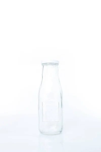 Glass Bottle Empty Clear White Background — Stock Photo, Image