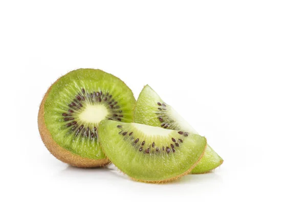 Kiwi Fruta Rodajas Vegetariana Orgánica Sana Naturaleza Sobre Fondo Blanco — Foto de Stock