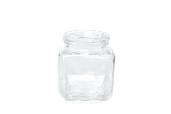 glass jar empty on white background