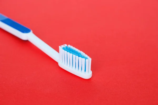 Toothbrush Health Care Red Background — Stock Photo, Image