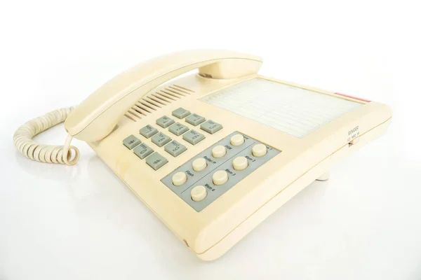 Telefoongesprek Office Vintage Communicatietechnologie Witte Achtergrond — Stockfoto