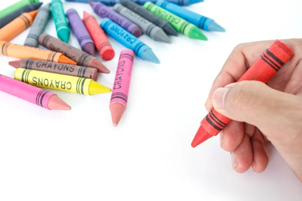 Crayón Mano Dibujo Borde Multicolor Fondo —  Fotos de Stock