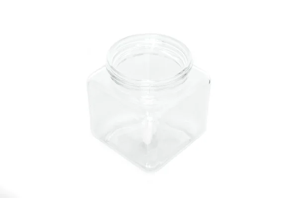 Glass Jar Empty White Background — Stock Photo, Image