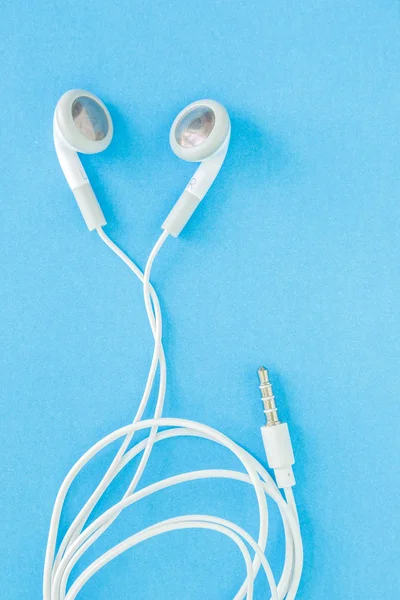 Earbuds Earphones Blue Background — Stock Photo, Image