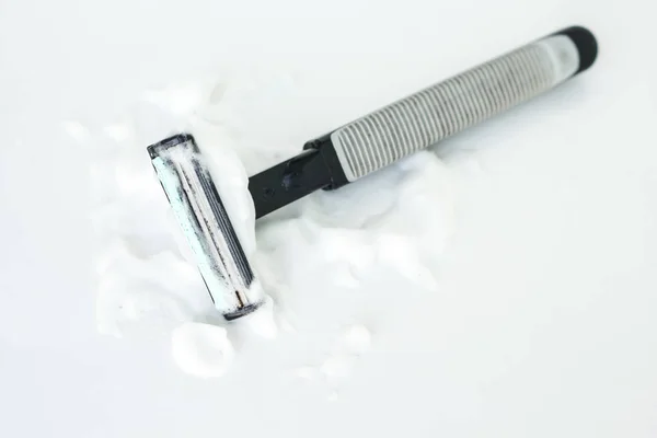 Razor Foam Soap Bubble White Washing Shower — Stock Photo, Image