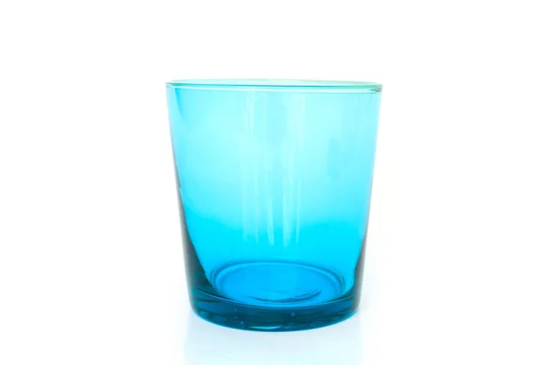 Blaues Glas Leer Auf Weißem Hintergrund — Stockfoto