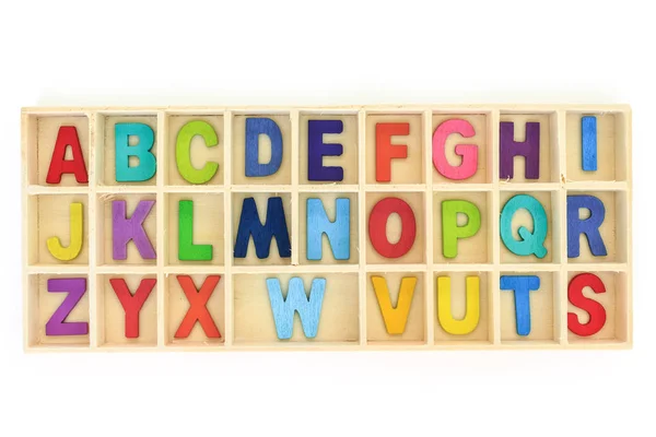 Alphabet Letter Wood Shelf Bow Wooden White Background — Stock Photo, Image