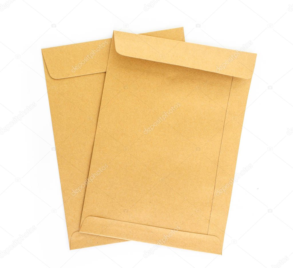 brown envelope letter on white background