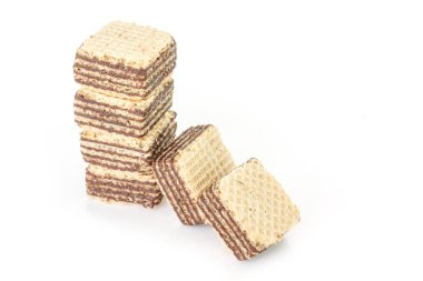 Gofret çikolata yığın stackable tatlı beyaz arka plan üzerinde