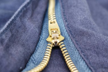 fermuar giyim mavi ceket ve makro desen arka plan