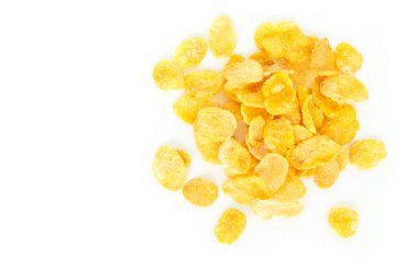 Beyaz arka plan üzerinde Mısır gevreği Üstten Görünüm.