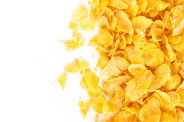 Beyaz arka plan üzerinde Mısır gevreği Üstten Görünüm.