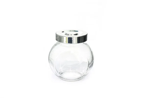 Glass Jar Empty White Background — Stock Photo, Image