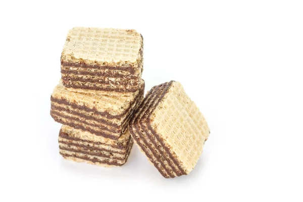 Waffelschokolade Stapelbar Dessert Auf Weißem Hintergrund — Stockfoto