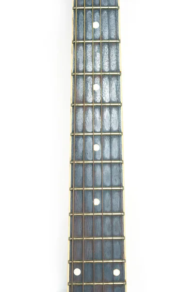 Pescoço Fretboard Para Guitarra Preta Clássico Fundo Branco — Fotografia de Stock