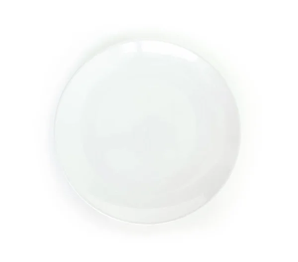 Άσπρο Πιάτο Άδειο Θέα Πάνω Λευκό Φόντο — Φωτογραφία Αρχείου