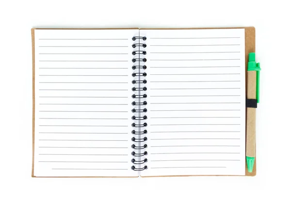 Cuaderno Pluma Sobre Fondo Blanco — Foto de Stock