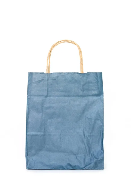 Blue Paper Bag White Background — Stock Photo, Image