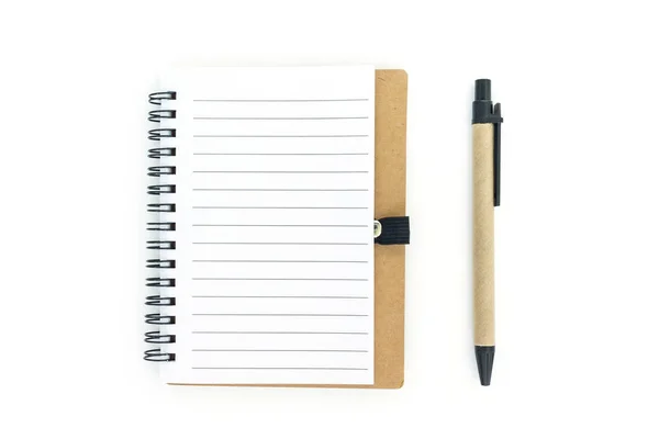 Блокнот Ручка Білому Тлі — стокове фото