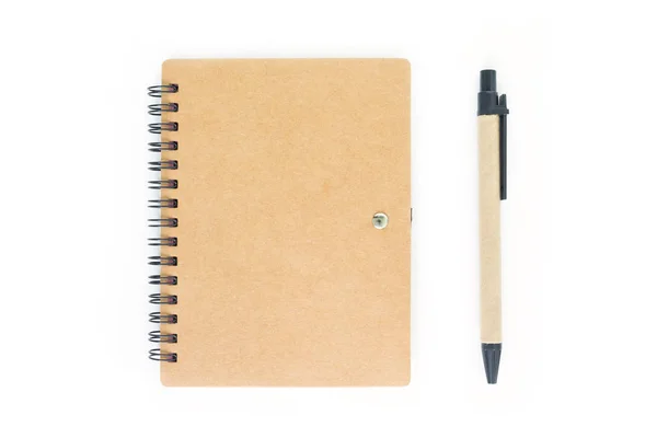 Notebook Toll Fehér Háttér — Stock Fotó