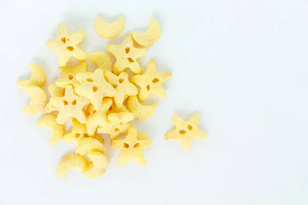 Corn Flakes Top View White Background — Stock Photo, Image