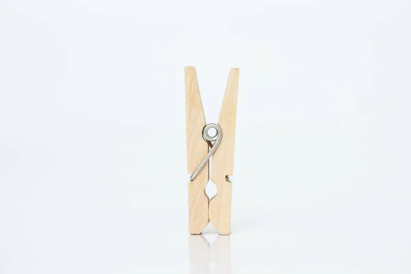 Fából Készült Ruhák Pin Fehér Háttér — Stock Fotó