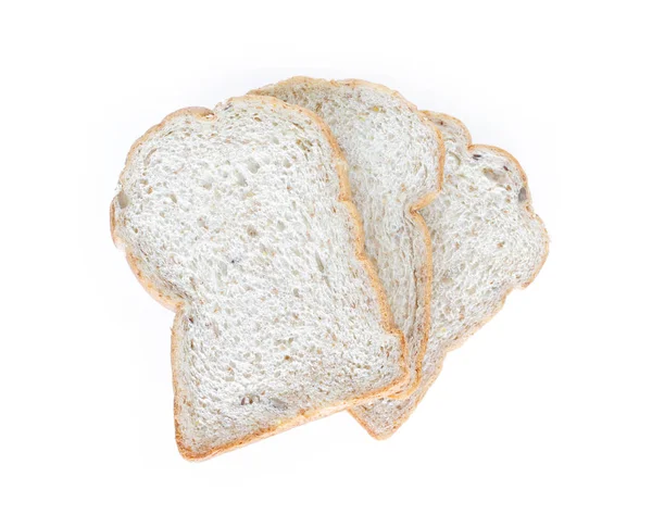 白い背景の上全粒小麦パンのトップ ビュー — ストック写真