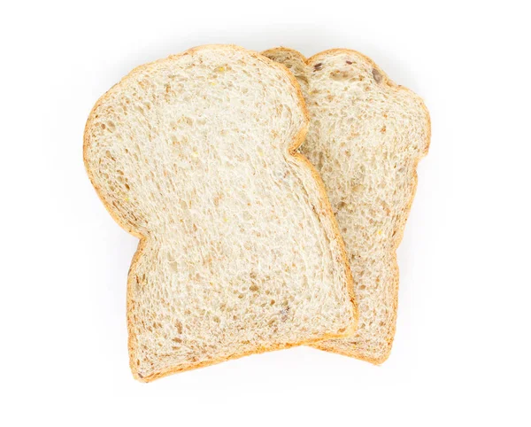 白い背景の上全粒小麦パンのトップ ビュー — ストック写真