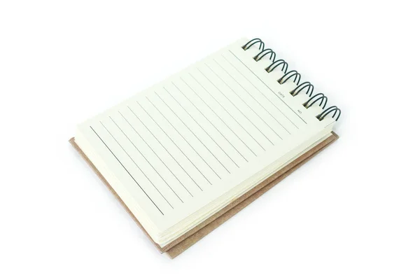 Notebook Página Direita Fundo Branco — Fotografia de Stock