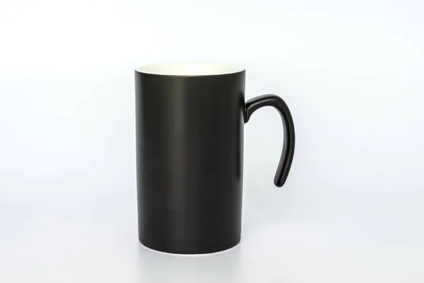 Tasse Noire Sur Fond Blanc — Photo