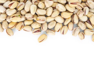 Fıstıklı üstten görünüm çerçeve veya beyaz arka plan üzerinde kenarlık.