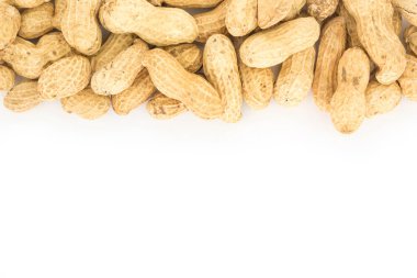 fıstık kabuğu çerçeve kenarlığı üst görünümünde beyaz arka plan üzerinde