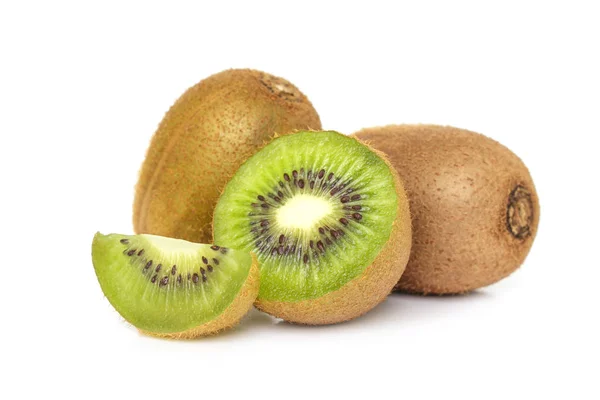 Kiwi Cortado Rodajas Medio Sobre Fondo Blanco — Foto de Stock