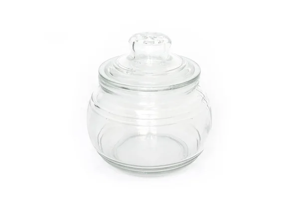 Glass Jar Empty White Background — Stock Photo, Image