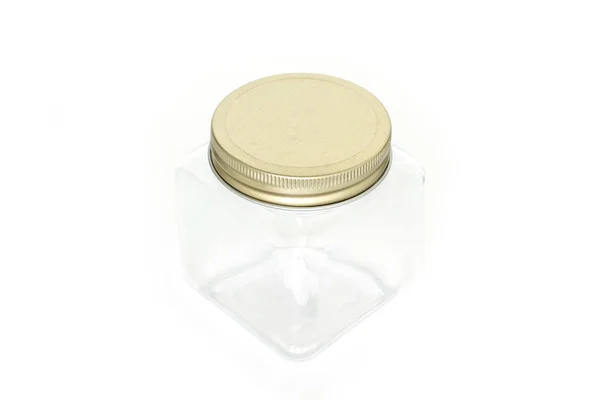 Glass Jar Empty White Background — Stock Photo, Image